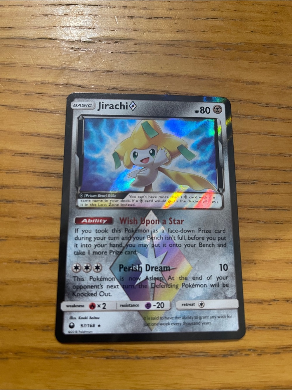 Rare Prism Star 🌟 Jirachi Holographic Pokémon Card - 97/168